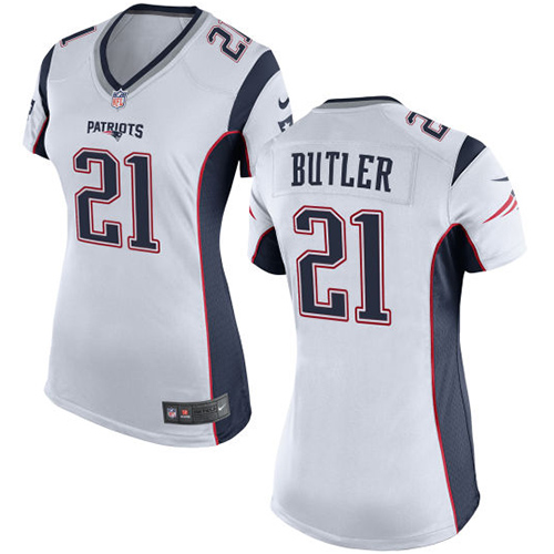 Women's Elite Malcolm Butler Nike Jersey White Road - #21 NFL New England Patriots